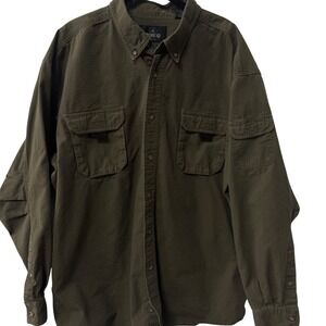 RedHead Mens Ripstop Work Shirt Olive Green Utility Button Up Size XL Outdoor